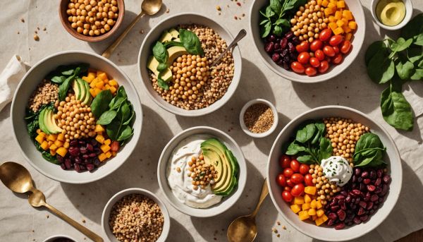 Bowls colorés et équilibrés pour un déjeuner sain
